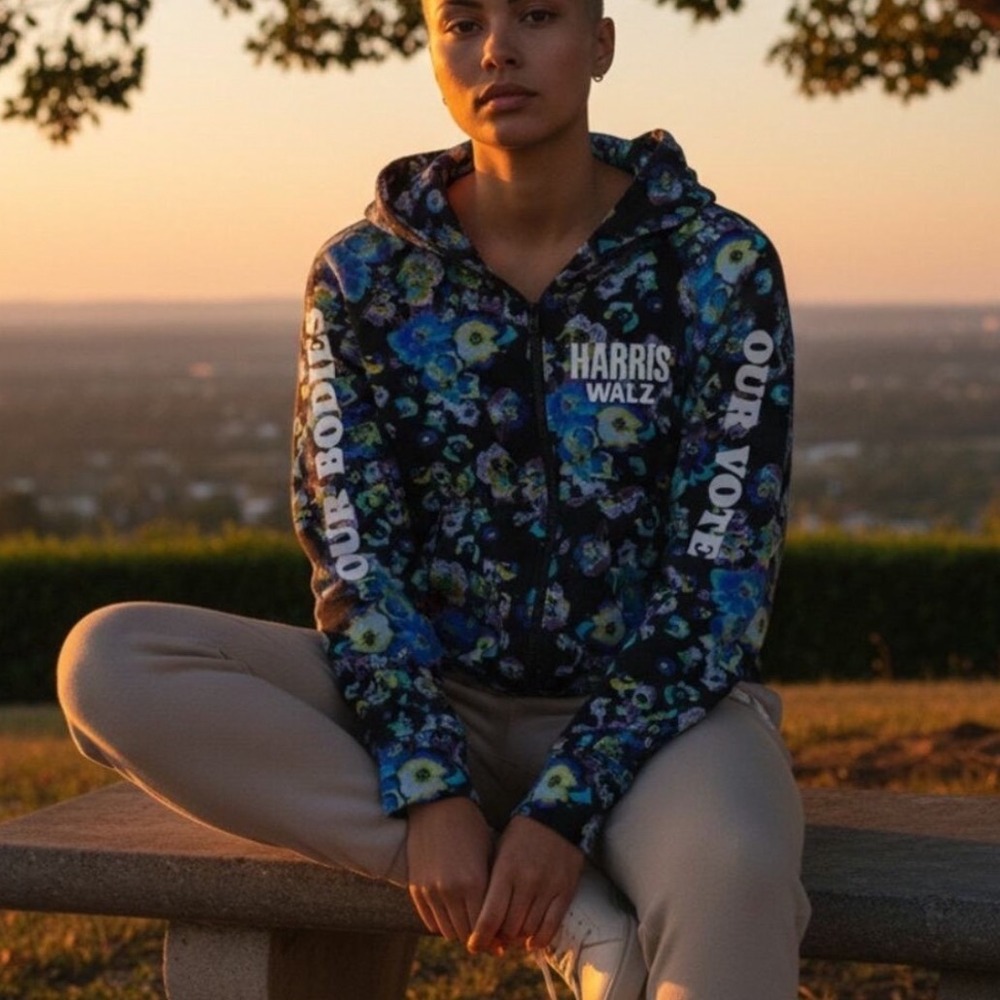 Ulla Johnson Harris Walz Our Bodies Our Vote Floral Zip Hoodie Womens Medium